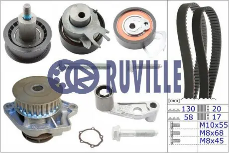 Водяной насос + комплект зубчатого ремня RUVILLE 55456711