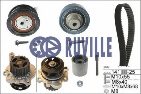 Водяной насос + комплект зубчатого ремня RUVILLE 55491731