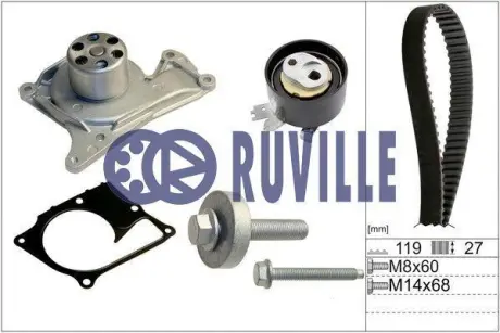 Водяной насос + комплект зубчатого ремня RUVILLE 55641701