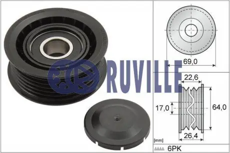 Паразитный / ведущий ролик, поликлиновой ремень RUVILLE 55700