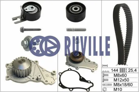 Водяной насос + комплект зубчатого ремня RUVILLE 55953702