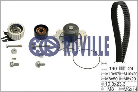 Водяной насос + комплект зубчатого ремня RUVILLE 56036771