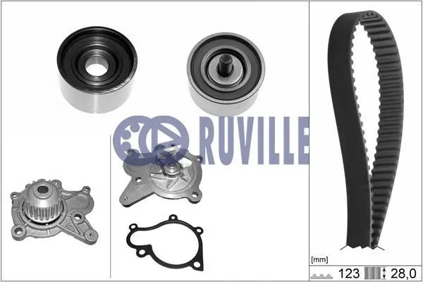 Водяной насос + комплект зубчатого ремня RUVILLE 58408701 (фото 1)