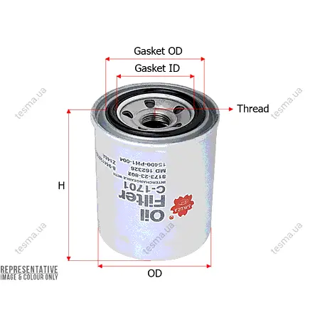 Фильтр масляный, накручиваемый. Фільтр масляний, накручуваний. Oil filter, Spin-On SAKURA C1701 (фото 1)