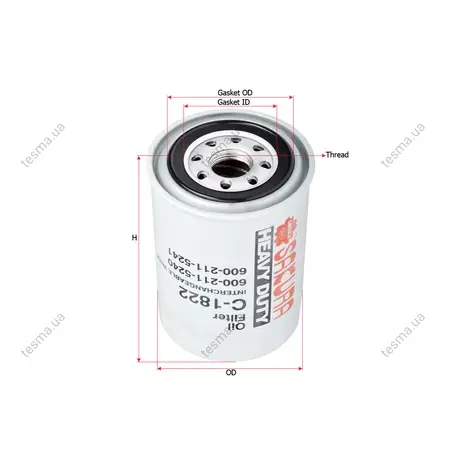 Oil filter, Spin-On. Фильтр масляный, накручиваемый SAKURA C1822 (фото 1)