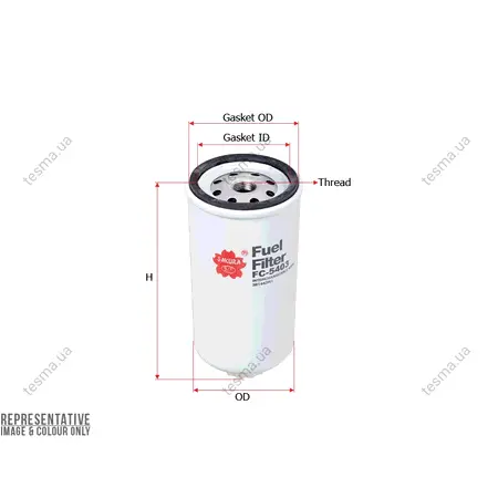 Fuel filter, Spin-On. Фильтр топливный, накручиваемый SAKURA FC5403 (фото 1)