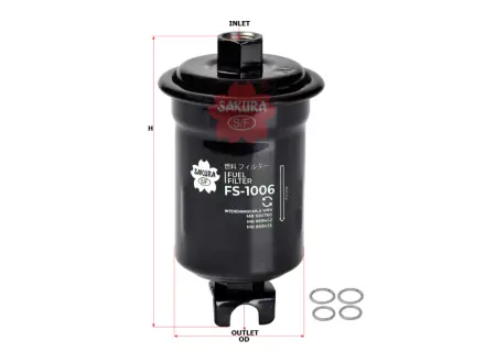 Фільтр паливний, проточний. Fuel filter, In-line SAKURA FS1006