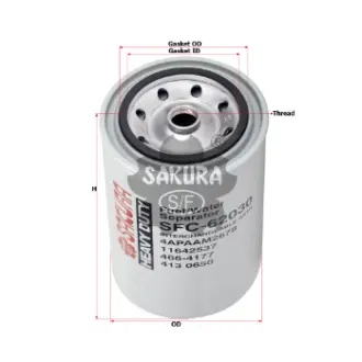 Fuel filter, water separator, Spin-On. Фильтр топливный сепаратор, накручиваемый SAKURA SFC62030