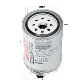Fuel filter, water separator, Spin-On. Фильтр топливный сепаратор, накручиваемый SAKURA SFC791230B