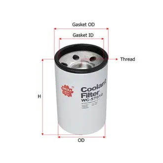 Coolant antifreeze filter, Spin-On. Фильтр охлаждающей жидкости, антифриза, накручиваемый SAKURA WC57010