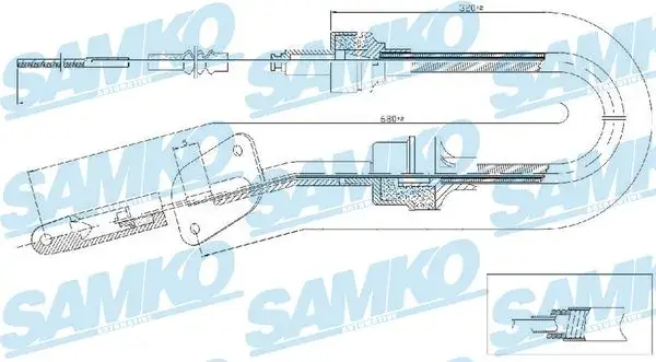 Трос зчеплення Fiat Fiorino 97- (678/220mm) SAMKO C0064C (фото 1)