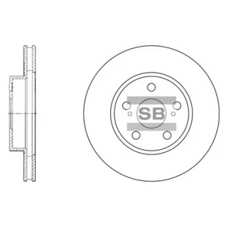 Диск тормозной (кратно 2) передний (вентилируемый)Toyota Prius (-09) (D=255.0mm) SANGSIN SD4013