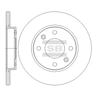 Диск гальмівний (кратно 2) передній Peugeot 206 (07-) (D=247.3mm) HI-Q SANGSIN SD5006