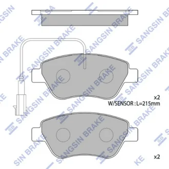 Колодки гальмівні передні Citroen Nemo (10-), Fiat Linea (323) (07-), Peugeot Bipper (10-) HI-Q SANGSIN SP1201B