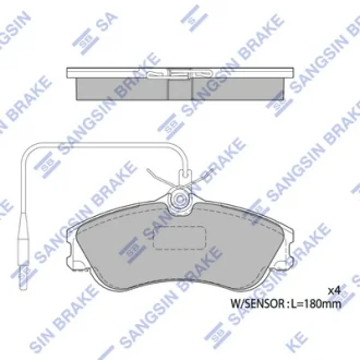 Колодки гальмівні передні Citroen Xsara, Picasso (99-), Peugeot 206 (00-) HI-Q SANGSIN SP1743A