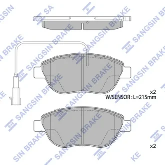 Колодки гальмівні передні Fiat Liana (07-), Punto (05-), Fiat 500 (08-) HI-Q SANGSIN SP1746