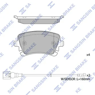Колодки гальмівні задні (дискові) Audi A4 (05-), VW Phaeton (3D) (02-) HI-Q SANGSIN SP1818