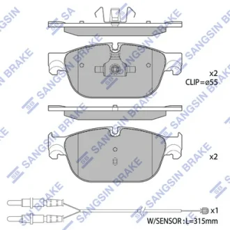 Колодки гальмівні передні Citroen C4 II (B7), C5 III (RD), C6 (TD), DS4, DS5, Peugeot 308, 407, 508 HI-Q SANGSIN SP1828