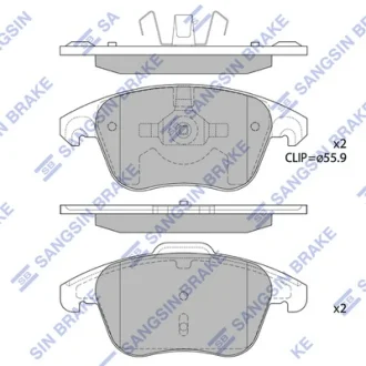 Колодки гальмівні передні Citroen C4 II (B7) (09-), DS4 (11-), Peugeot 208, 307, 308, 3008 HI-Q SANGSIN SP1830A