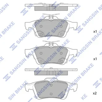 Колодки гальмівні задні (дискові) Ford C-MAX II EcoBoost (12-), Ford Focus III (12-), Volvo C30 (06-) HI-Q SANGSIN SP1947