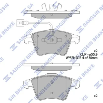 Колодки гальмівні передні VW Touareg (7LA,7L6,7L7) (-10) (Disc Size:308mm) HI-Q SANGSIN SP1977