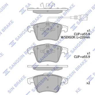 Колодки гальмівні передні VW Multivan V 16inch (09-) HI-Q SANGSIN SP1979