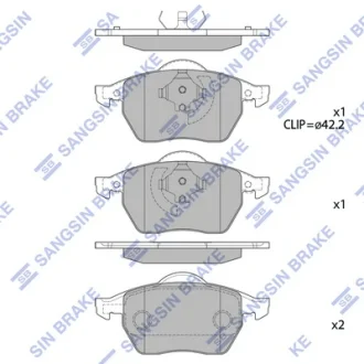 Колодки гальмівні передні Audi A3 (8L1) (-03), Skoda Octavia (-10), VW GOLF III, IV HI-Q SANGSIN SP2097A