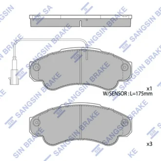 Колодки гальмівні передні Citroen Jumper (02-), Fiat Ducato (02-), Peugeot Boxer (02-) HI-Q SANGSIN SP4033