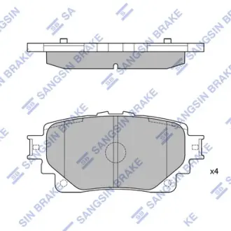 Колодки тормозные задние Toyota Highlander (20-), RAV4 (21-), Lexus RX350h (23-) SANGSIN SP4449