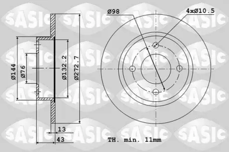 Тормозной диск SASIC 2464424J
