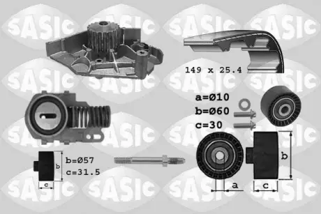 Водяной насос + комплект зубчатого ремня SASIC 3900005