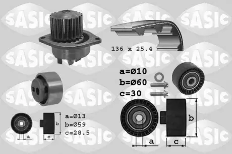 Водяной насос + комплект зубчатого ремня SASIC 3900017