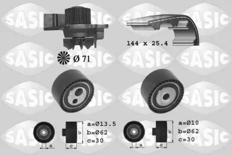 Водяной насос + комплект зубчатого ремня SASIC 3900027