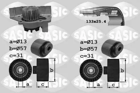 Водяной насос + комплект зубчатого ремня SASIC 3900030