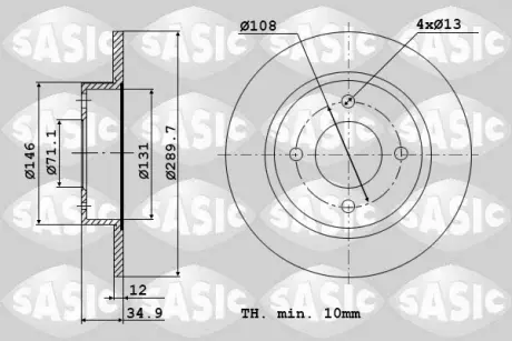 Тормозной диск SASIC 6100029