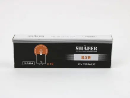 Лампа накалювання 12V 5W R5W BA15S (картонна упаковка по 10шт) SHAFER SL2004