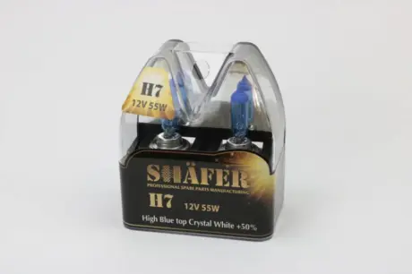 Лампа 12V H7 55W PX26d HIGH BLUE TOP CRYSTAL WHITE +50% Box2шт SHAFER SL3007C