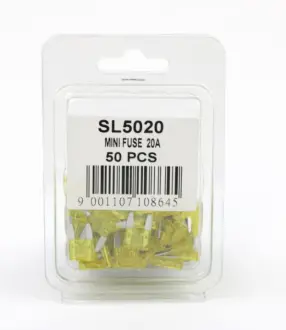 Запобіжник Mini 20A (пластикова упаковка по 50шт) SHAFER SL5020
