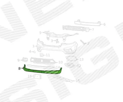 Спойлер бампера JEEP CHEROKEE (KL). 19 - SIGNEDA PCR05033VA