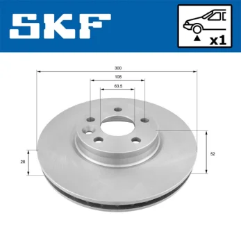 FORD гальмівний диск передн.Monder 07- S-Max 06- Kuga 08- Galaxy 06- SKF VKBD80056V1