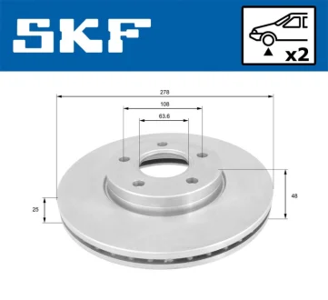 FORD диск гальмівний передн.Focus,Focus C-Max 03- 1.6/1.8 03- SKF VKBD80103V2