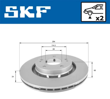MITSUBISHI диск гальмівний передн.Outlander 03- SKF VKBD80127V2