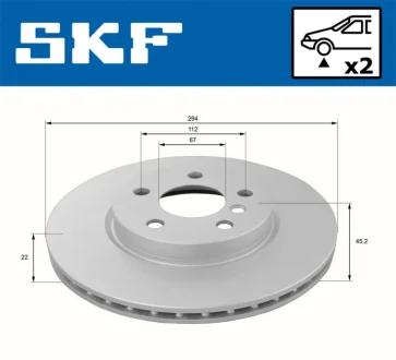 Диск гальм. передн. BMW 2 SKF VKBD80154V2