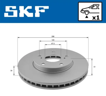 OPEL диск гальмівний передній (296*30) Insignia 08- SKF VKBD80187V1