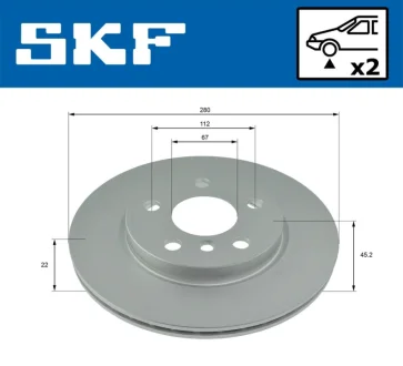 MINI диск гальмівний передній BMW 2/F45 SKF VKBD80244V2