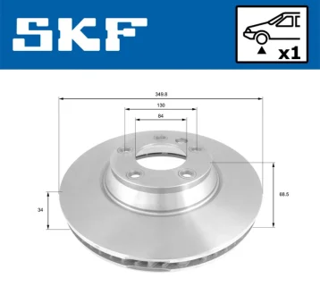 VW диск гальм. передн.лів. AUDI Q7 06-,Touareg 02- SKF VKBD80284V1