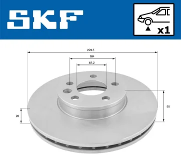 VW Диск гальмівний перед. (вентил.) T4, Sharan 00- FORD SEAT (300*26) SKF VKBD80322V1