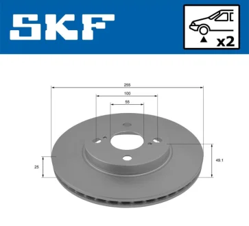 TOYOTA диск гальмівний передн.Corolla 02- SKF VKBD80333V2