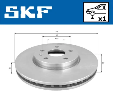 OPEL диск гальмівний передній (321*30) Insignia 08- SKF VKBD80360V1