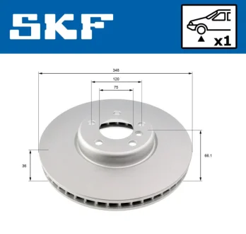 BMW диск гальмівний перед.прав.F10,6,7 F01 10- SKF VKBD80484V1